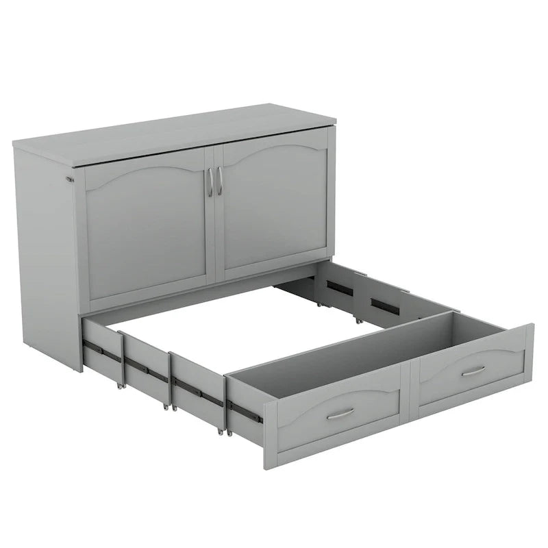 Lit escamotable Queen/Full avec tiroir et un ensemble de prises de courant et ports USB