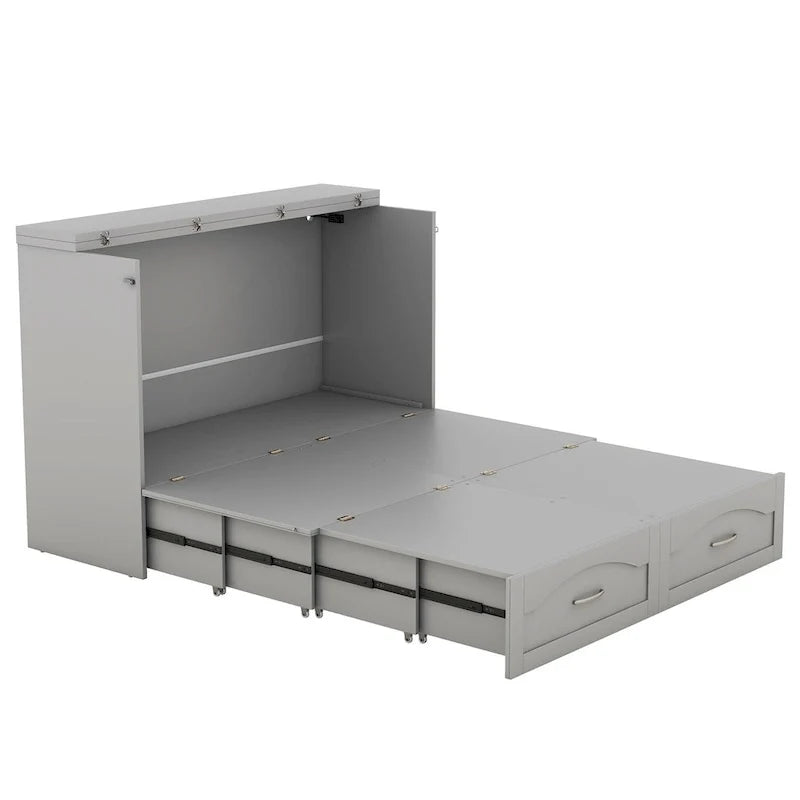 Lit escamotable Queen/Full avec tiroir et un ensemble de prises de courant et ports USB
