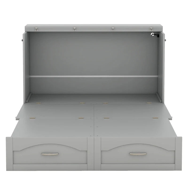 Lit escamotable Queen/Full avec tiroir et un ensemble de prises de courant et ports USB