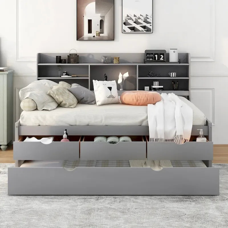 Letto a cassetti "Captain" in legno, matrimoniale