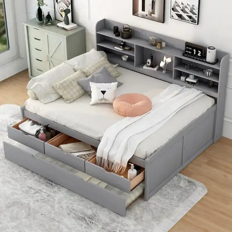 Letto a cassetti "Captain" in legno, matrimoniale