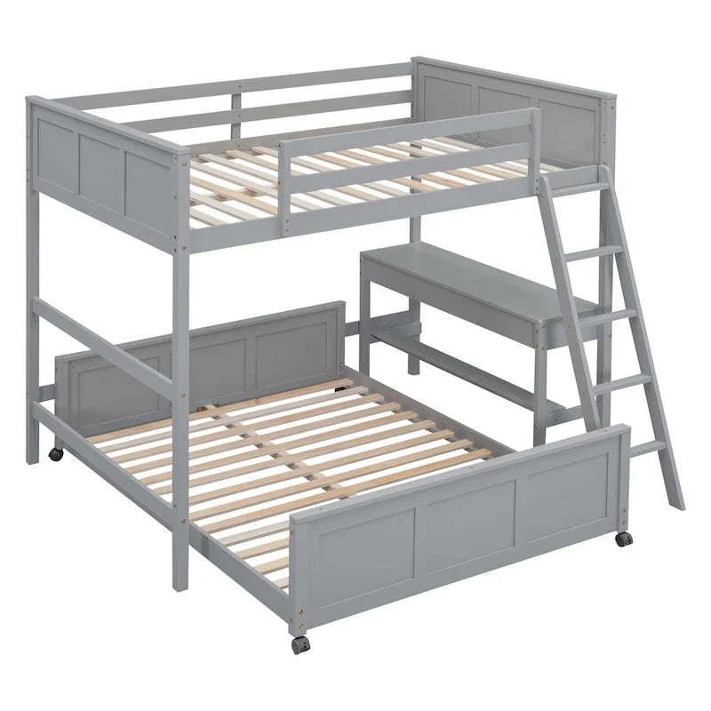 Lit superposé double sur double/double sur double avec bureau