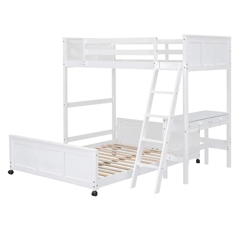 Lit superposé double sur double/double sur double avec bureau