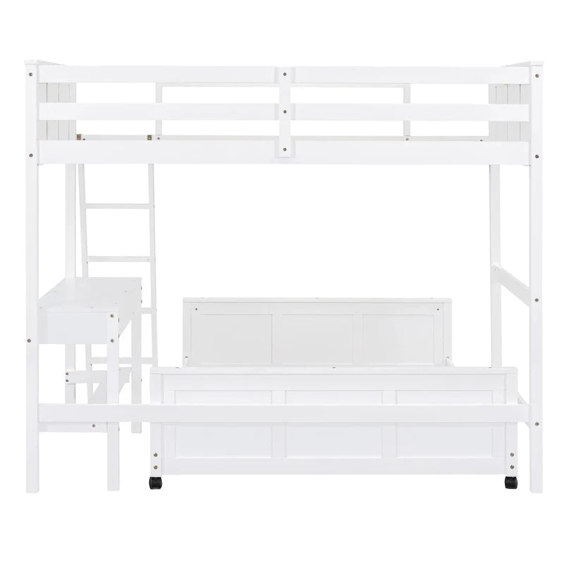 Lit superposé double sur double/double sur double avec bureau