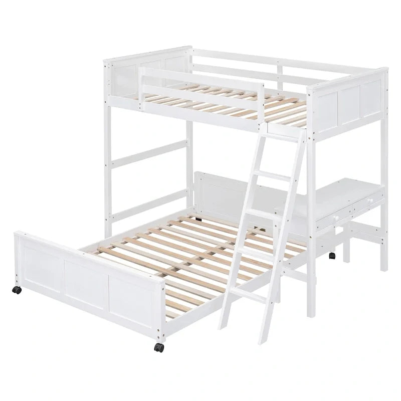 Lit superposé double sur double/double sur double avec bureau