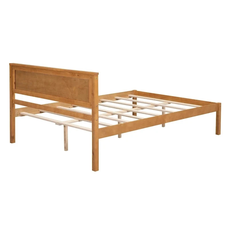 Base letto a piattaforma con testiera, supporto a doghe in legno, non necessita di box spring