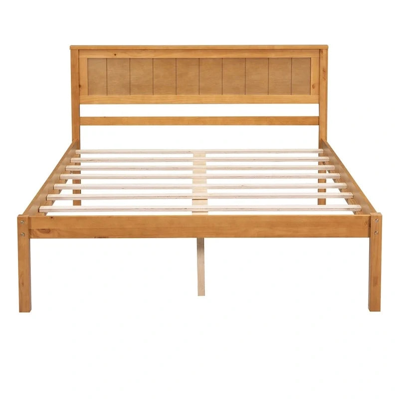 Base letto a piattaforma con testiera, supporto a doghe in legno, non necessita di box spring