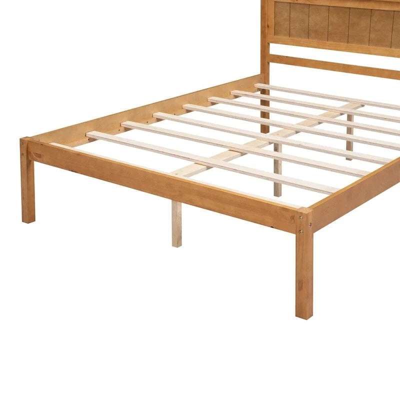Base letto a piattaforma con testiera, supporto a doghe in legno, non necessita di box spring