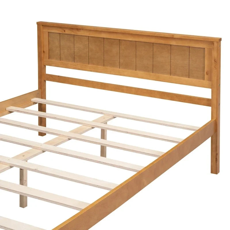 Base letto a piattaforma con testiera, supporto a doghe in legno, non necessita di box spring