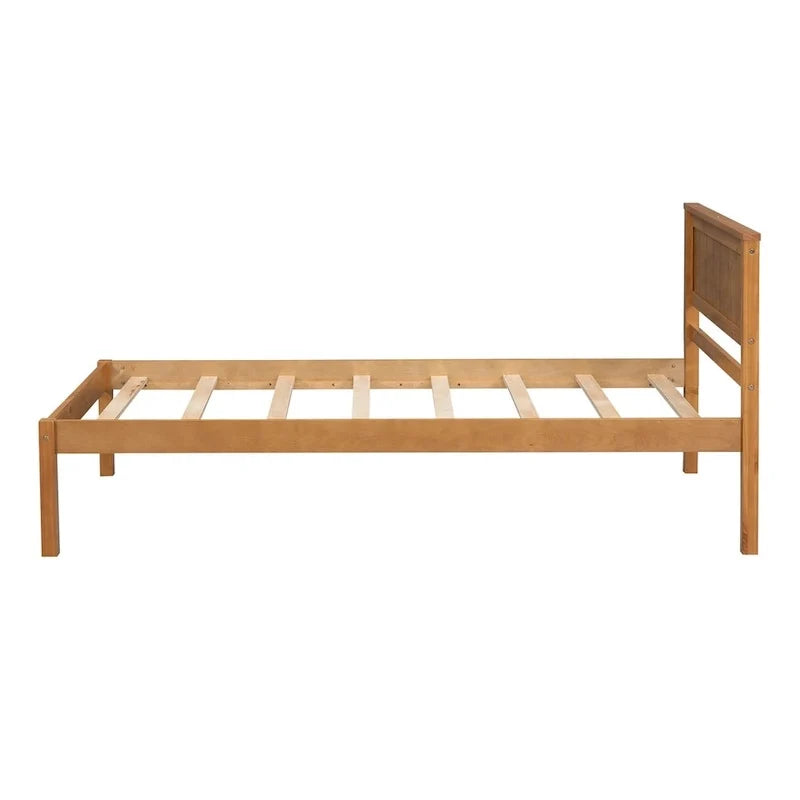 Base letto a piattaforma con testiera, supporto a doghe in legno, non necessita di box spring