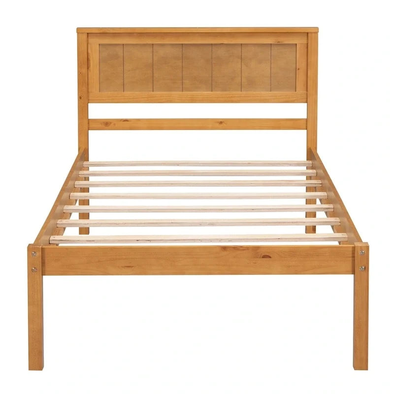 Base letto a piattaforma con testiera, supporto a doghe in legno, non necessita di box spring