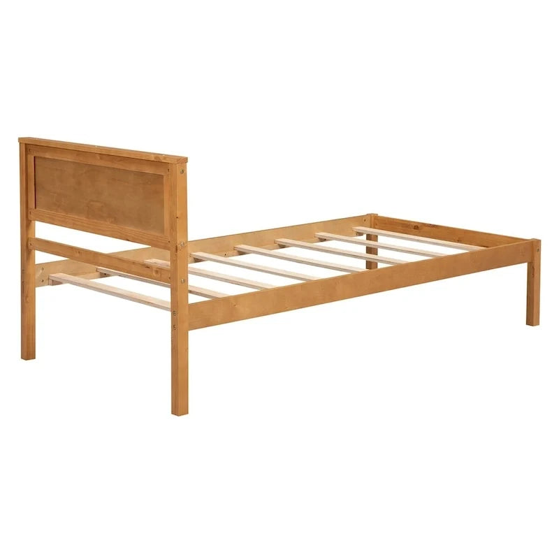 Base letto a piattaforma con testiera, supporto a doghe in legno, non necessita di box spring