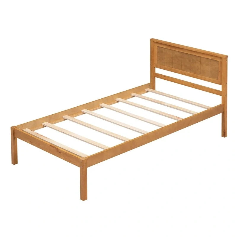 Base letto a piattaforma con testiera, supporto a doghe in legno, non necessita di box spring