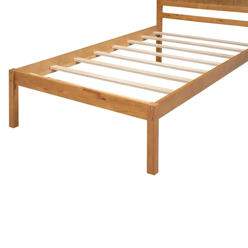 Base letto a piattaforma con testiera, supporto a doghe in legno, non necessita di box spring