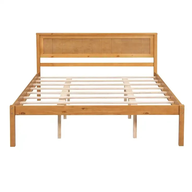 Base letto a piattaforma con testiera, supporto a doghe in legno, non necessita di box spring