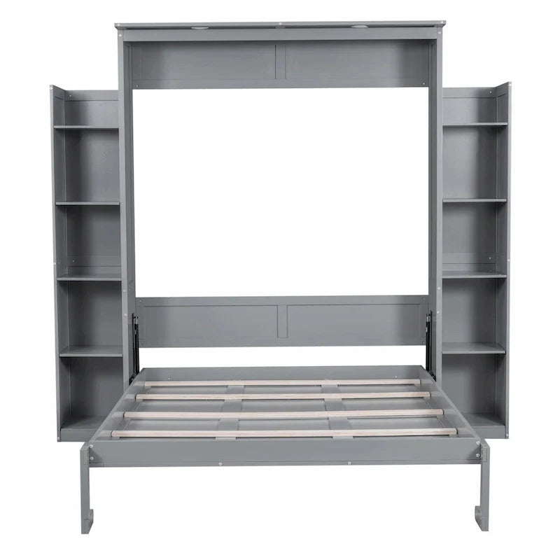 Letto a scomparsa Queen Size con mensole e luci LED