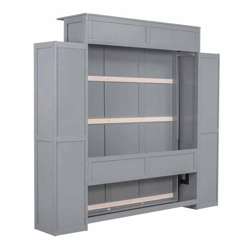 Letto a scomparsa Queen Size con mensole e luci LED