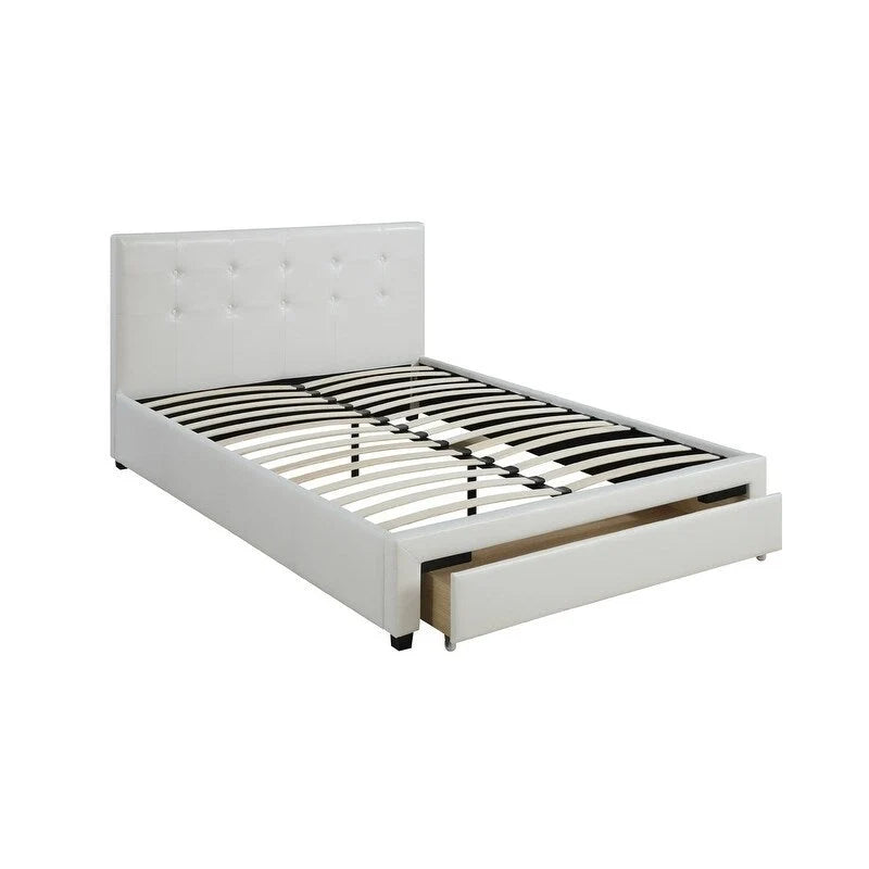 Contenitore sottoletto matrimoniale, letto imbottito in ecopelle