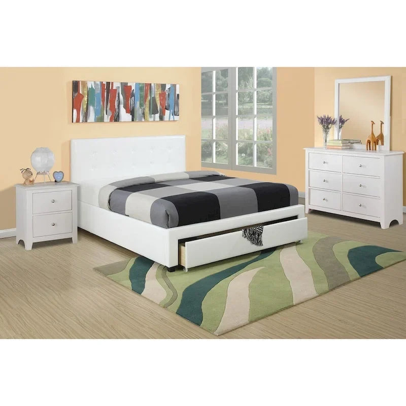 Contenitore sottoletto matrimoniale, letto imbottito in ecopelle
