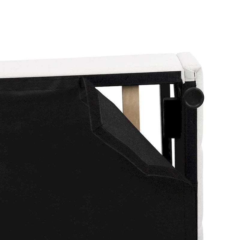 Letto a piattaforma imbottito full size con sistema di archiviazione idraulico