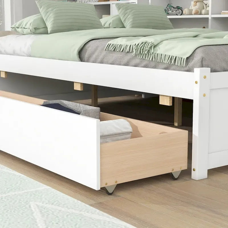 Letto matrimoniale alla francese con cassetti libreria laterali