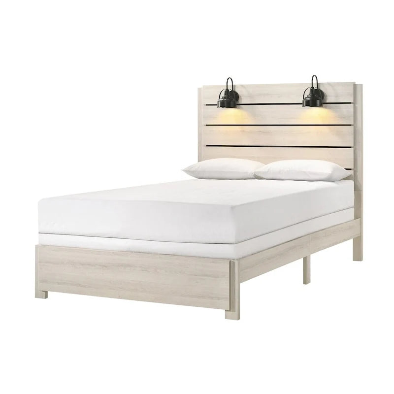 Chambre à coucher Edyth 4 pièces avec panneau LED blanc