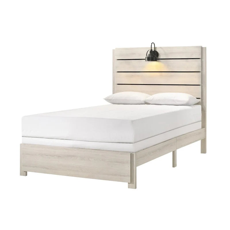 Chambre à coucher Edyth 4 pièces avec panneau LED blanc