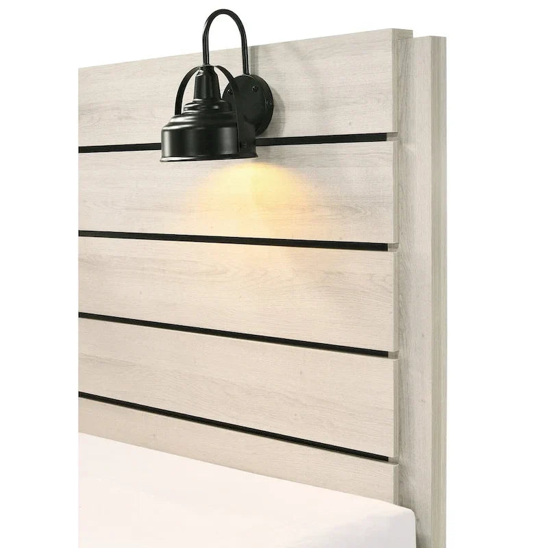 Chambre à coucher Edyth 4 pièces avec panneau LED blanc