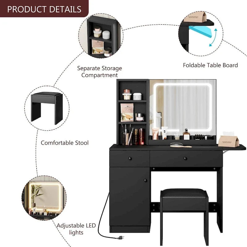 Mobile Trucco con Specchio e Luci LED