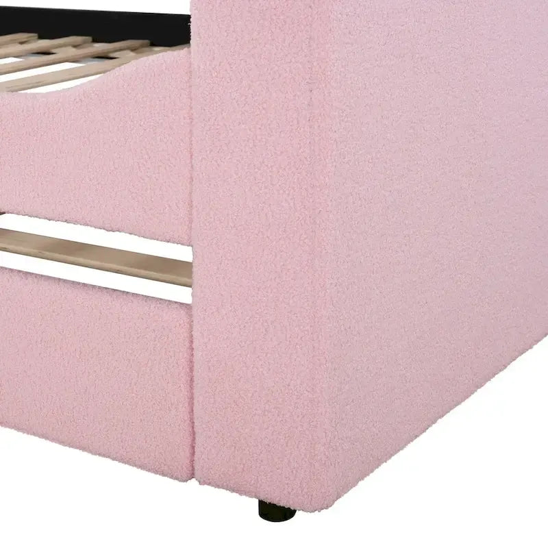Lit de repos en molleton Teddy pour jumeaux avec accoudoirs de rangement et lit gigogne