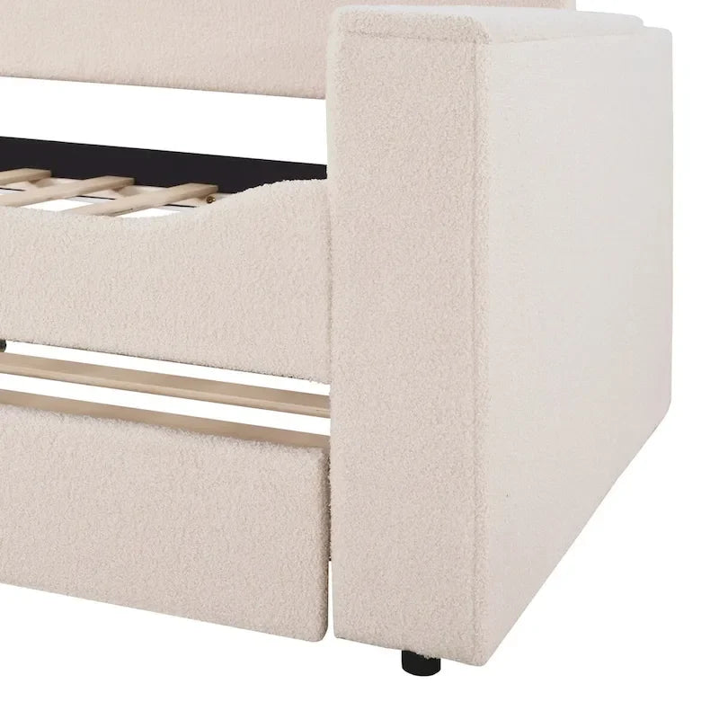 Lit de repos en molleton Teddy pour jumeaux avec accoudoirs de rangement et lit gigogne