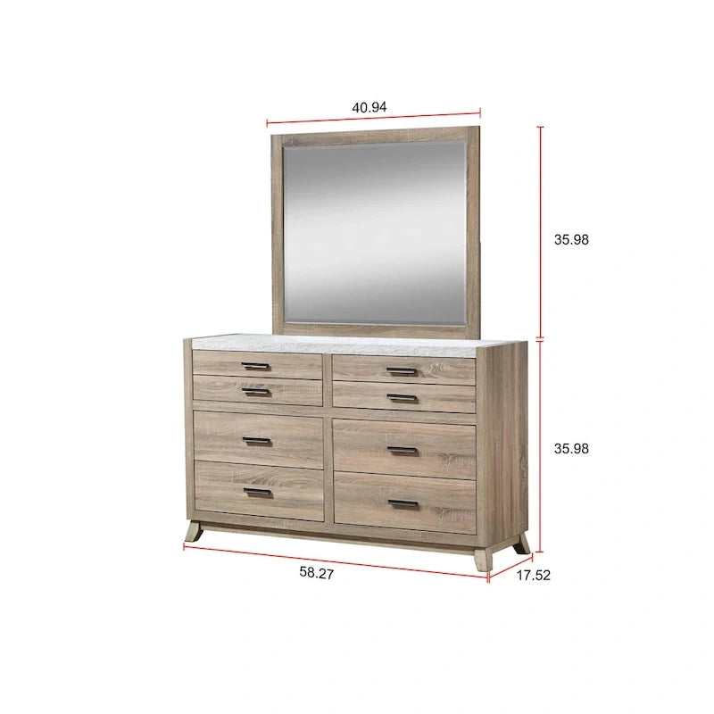 Ensemble de chambre à coucher Daemon 3 pièces en panneaux marron clair