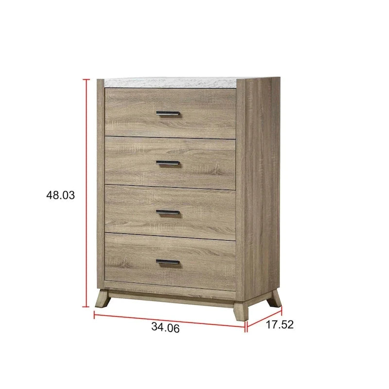 Ensemble de chambre à coucher Daemon 3 pièces en panneaux marron clair