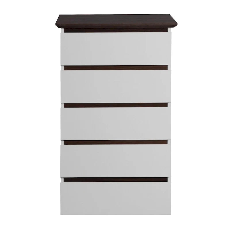 Commode avec tiroirs, commode à 5 tiroirs avec plateau couleur bois, petite commode pour chambre d'enfant, salon,