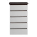 Commode avec tiroirs, commode à 5 tiroirs avec plateau couleur bois, petite commode pour chambre d'enfant, salon,