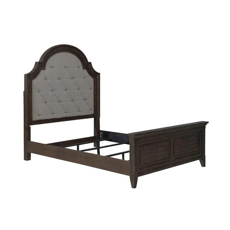 Set letto, cassettiera e specchio imbottiti marrone sella Paradise Valley