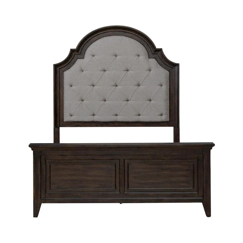 Set letto, cassettiera e specchio imbottiti marrone sella Paradise Valley