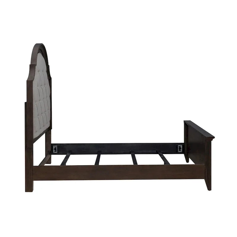 Set letto, cassettiera e specchio imbottiti marrone sella Paradise Valley