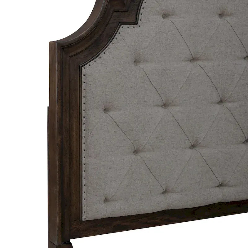 Set letto, cassettiera e specchio imbottiti marrone sella Paradise Valley