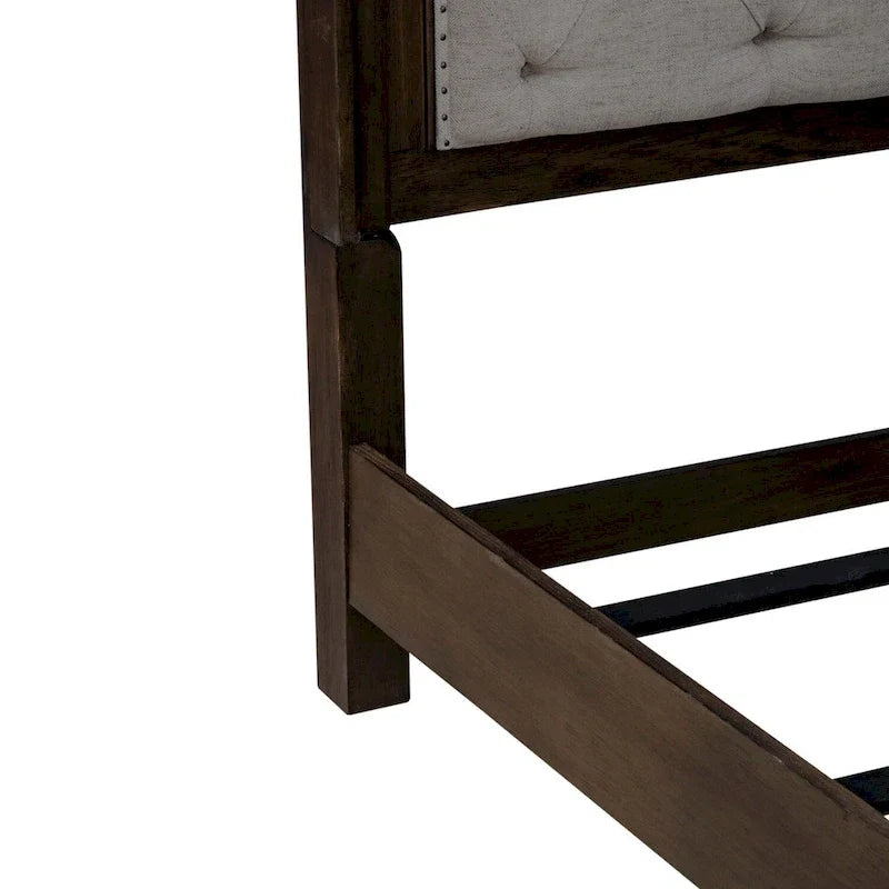 Set letto, cassettiera e specchio imbottiti marrone sella Paradise Valley