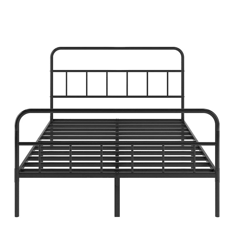 Telaio Letto Matrimoniale in Metallo Queen Size con Testiera, Nessuna Rete a Molle Necessaria