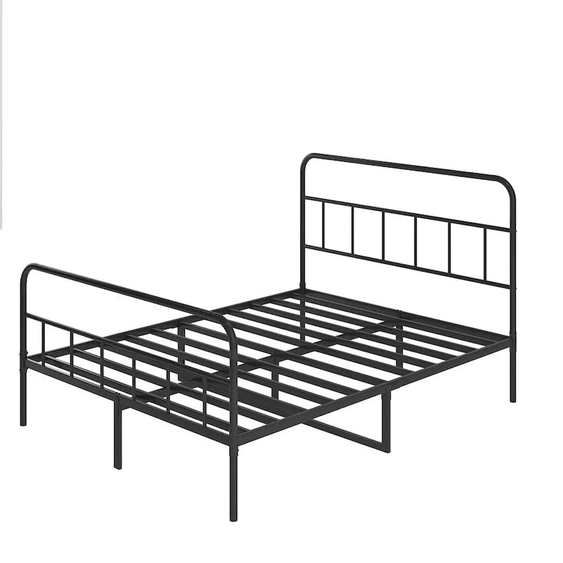 Telaio Letto Matrimoniale in Metallo Queen Size con Testiera, Nessuna Rete a Molle Necessaria