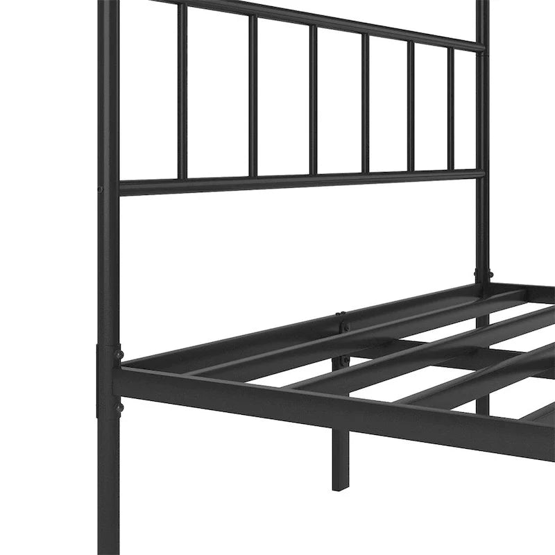 Telaio Letto Matrimoniale in Metallo Queen Size con Testiera, Nessuna Rete a Molle Necessaria