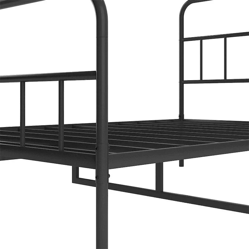 Telaio Letto Matrimoniale in Metallo Queen Size con Testiera, Nessuna Rete a Molle Necessaria