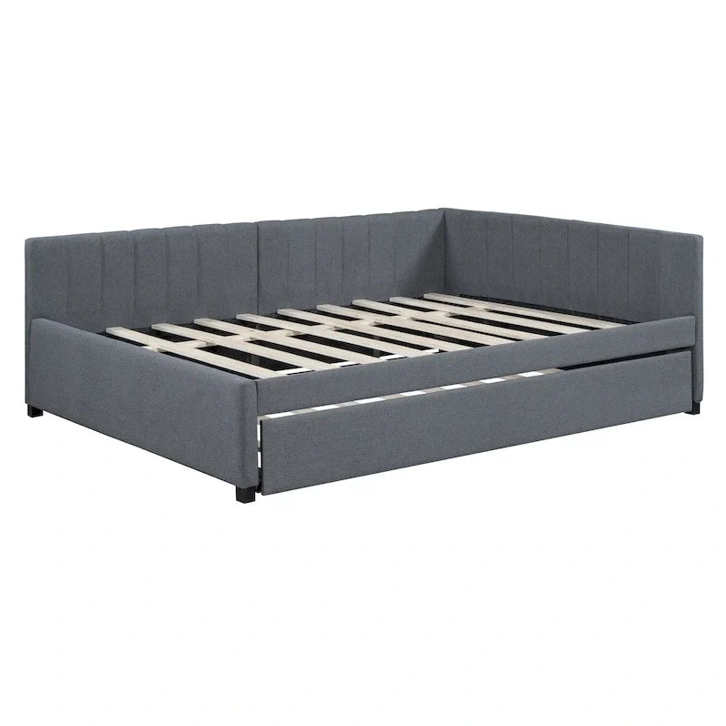 Lit de Repos Rembourré Grand Format avec Lit Gigogne Cadre de Canapé-Lit, Aucun Sommier Tapissier Requis