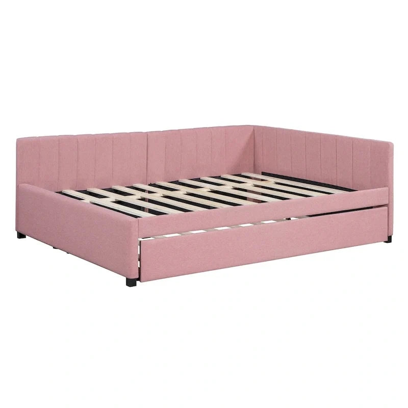 Lit de Repos Rembourré Grand Format avec Lit Gigogne Cadre de Canapé-Lit, Aucun Sommier Tapissier Requis
