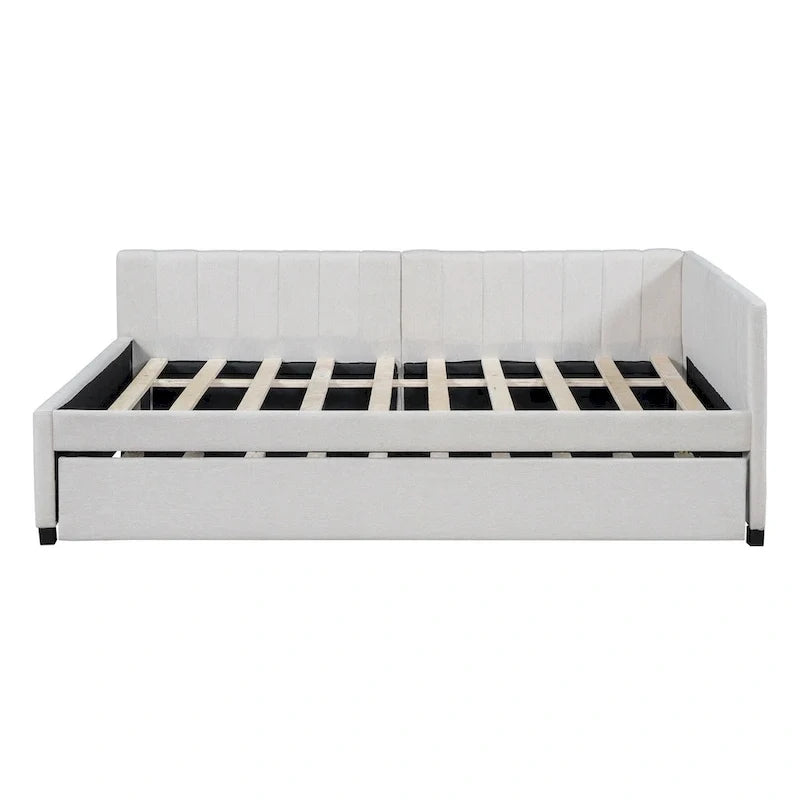 Lit de Repos Rembourré Grand Format avec Lit Gigogne Cadre de Canapé-Lit, Aucun Sommier Tapissier Requis