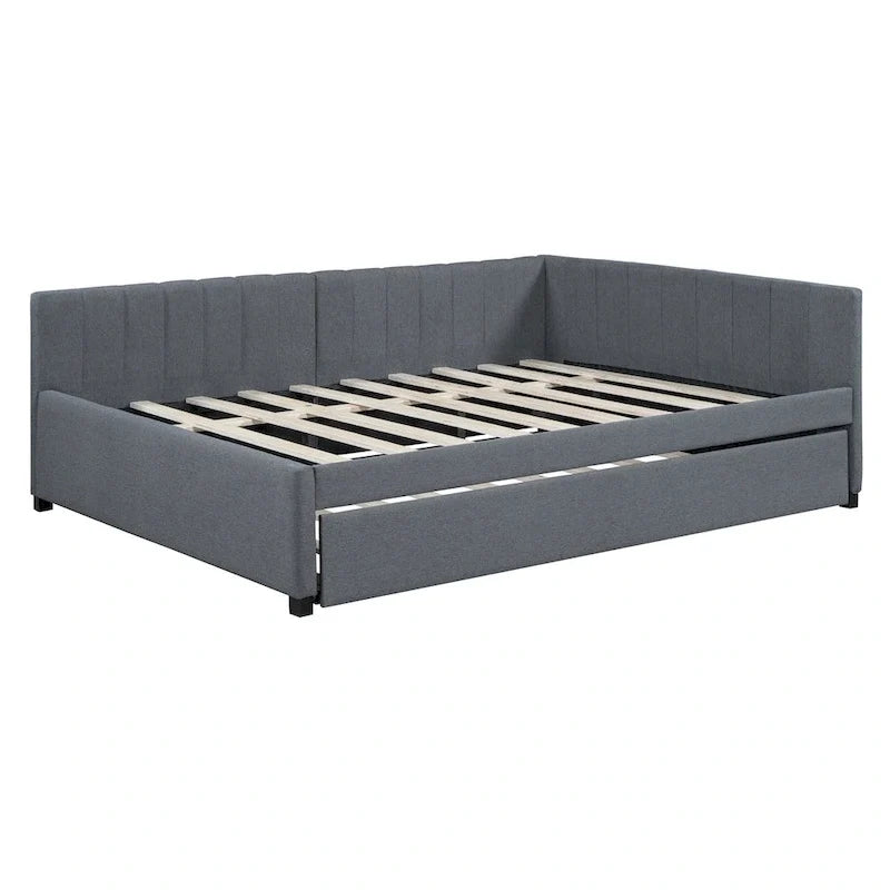 Lit de Repos Rembourré Grand Format avec Lit Gigogne Cadre de Canapé-Lit, Aucun Sommier Tapissier Requis