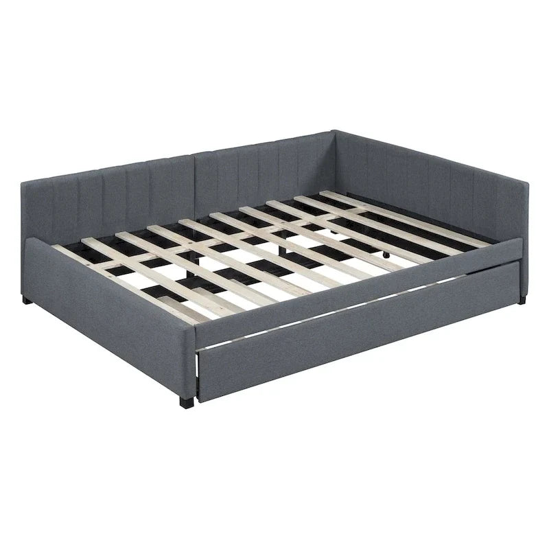 Lit de Repos Rembourré Grand Format avec Lit Gigogne Cadre de Canapé-Lit, Aucun Sommier Tapissier Requis