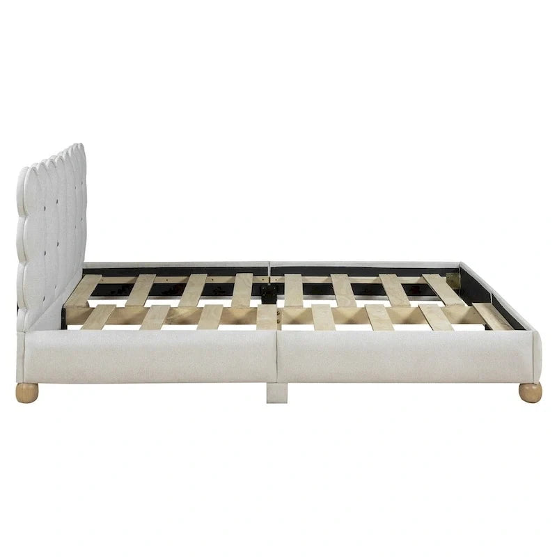 Letto a piattaforma imbottito con struttura in legno Queen Size con gambe di supporto